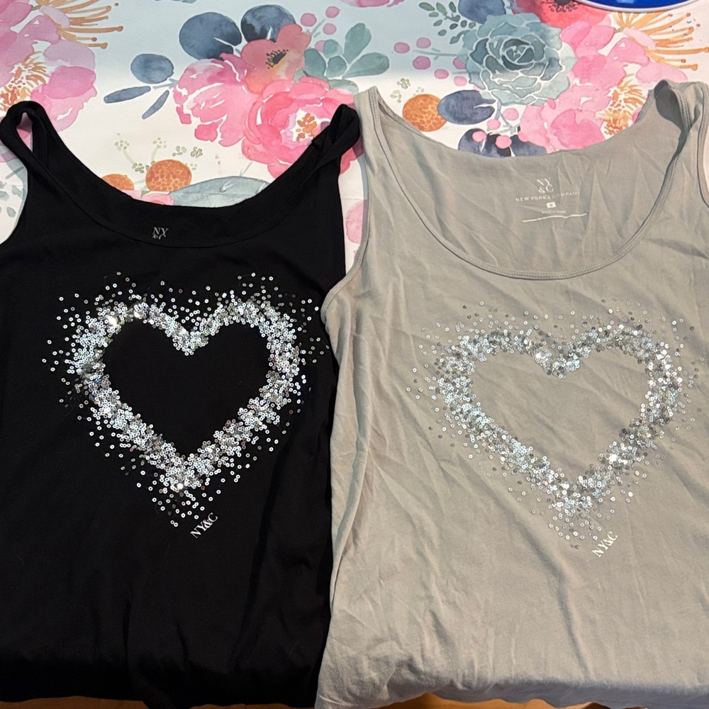 NYC Heart Tank Tops - Black and Cream